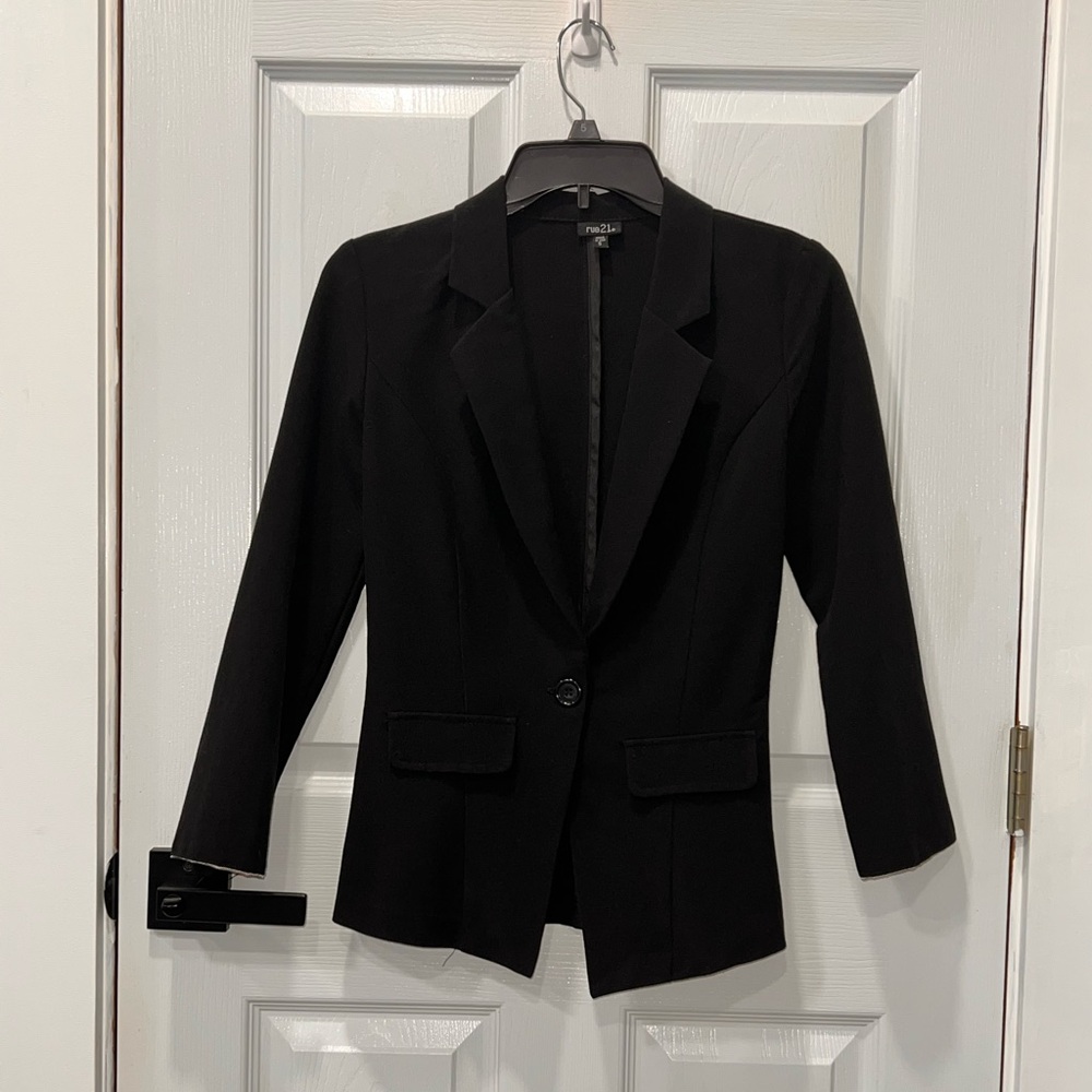 Rue21 Black Tailored Blazer Jacket Single Button Career Workwear Women Size S